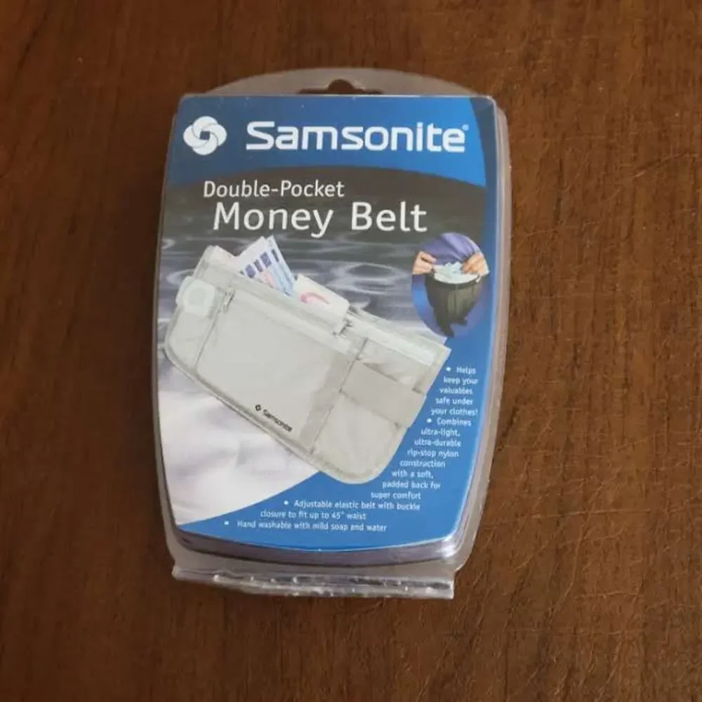 Samsonite Double Pocket money Belt Adjustable Ivory New